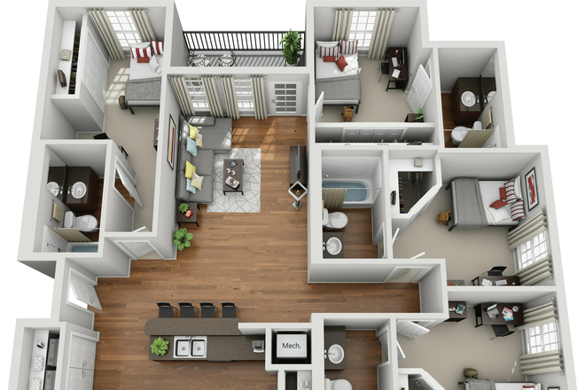 Top right bedroom available - 1 Bedroom in 4 Bedroom Apartment at Hill Place Apartments