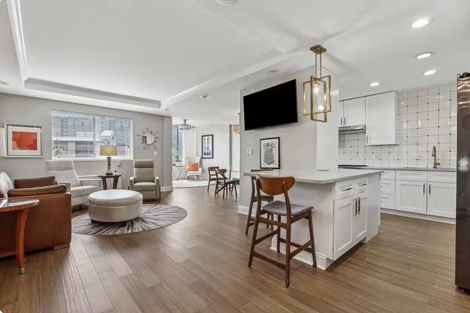 Living room and kitchen area - Room for Rent Walking Distance from GSU – Fully Furnished w/ Private Bathrooms & WiFi Condo