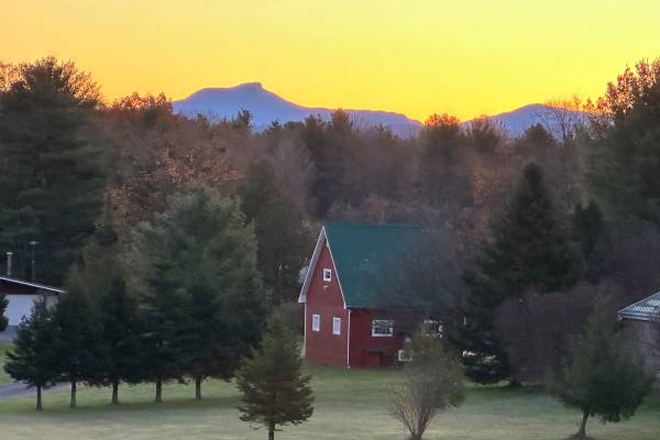 East view from apartment of Camels Hump Mountain - Lots of light, open floor plan, gardens, mountain view (Shelburne VT) Apartments