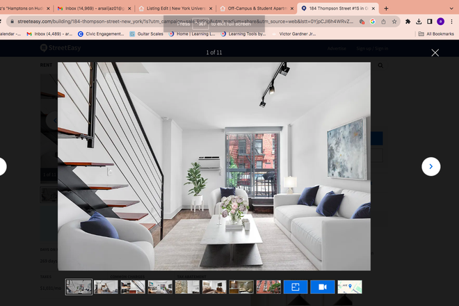 Spacious living room w/ balcony - High-end private apartment next to campus