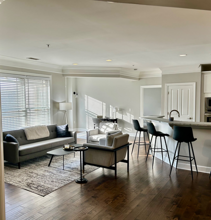 Large open living space with study area - Walkable West End Updated and Furnished Condo on quiet Cul de Sac