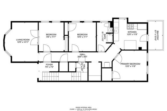 Floorplan - 4 bed 2 bath Furnished Apartment in Jamaica Plains