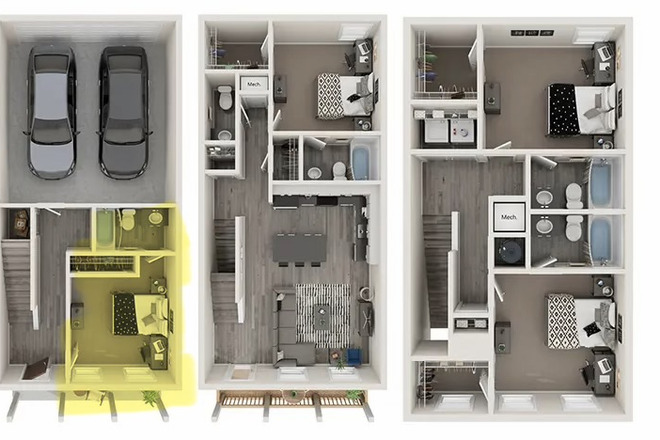 The highlighted picture is the room for lease - The Retreat at Fayetteville Apartments