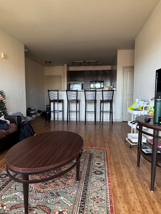 Living room + kitchen - Spacious 4x4 apartment, spring sublease, close to campus