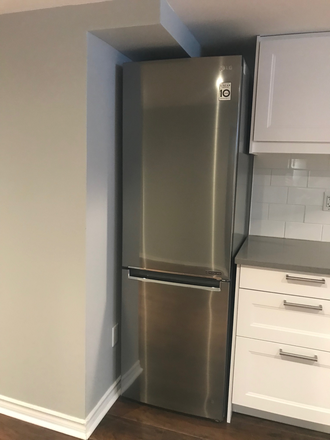 Stainless steel fridge - Scarborough BLUFFS- 1 Bedroom Renovated Apt with Parking & Patio