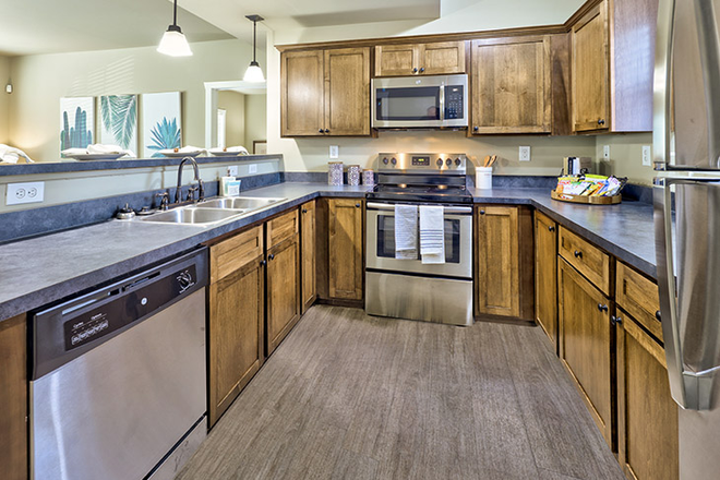 Kitchen - The Lodges of East Lansing Apartments