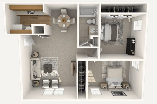 Floor plan - FALL/WINTER SUBLET! Close to campus, fully furnished (kitchen utensils, television, air conditione Apartments