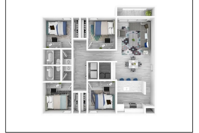Floorplan. Lease includes one bedroom and one shared bathroom - Northgate Lakes 4x2