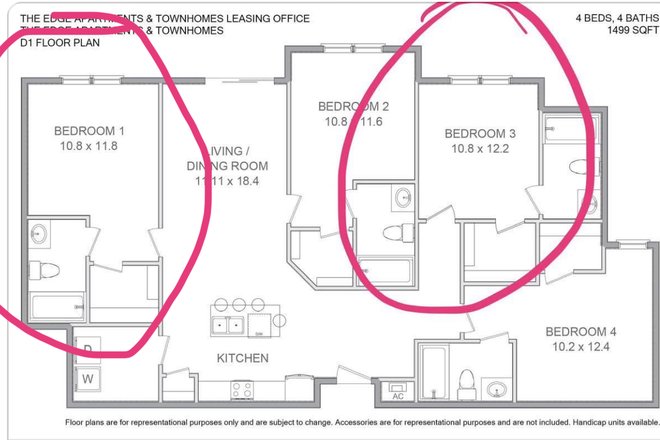 Text me for pics of our actual place! - SUBLEASE SPRING 2027 THE EDGE