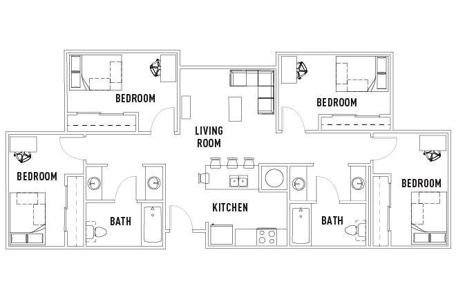 You have the room to the left of the entrance. - Plaza Verde (ACC Apartments)
