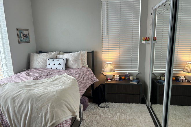 Bed and side table included. Ample storage under bed. All furniture can be moved around. - UClub on 28th Apartments