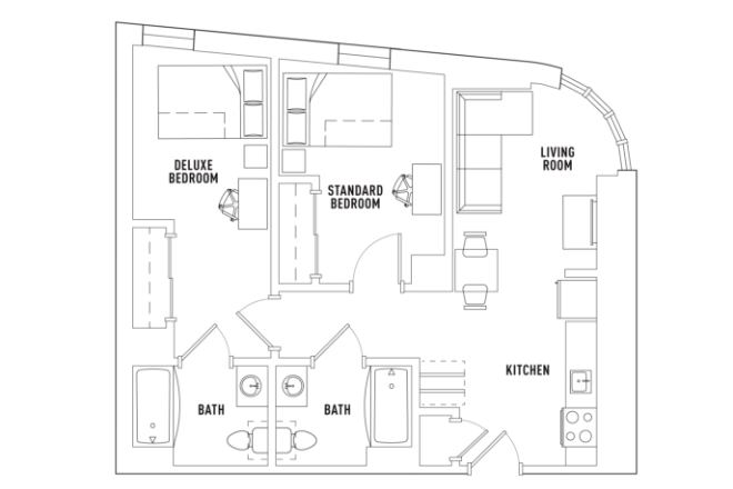 Floorplan of entire apartment - Lightview Single Bed - Discounted