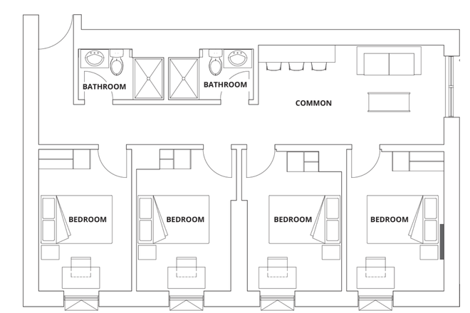 Floorplan - 4 Bedroom with 2 Bathrooms in Chinatown, utilities included