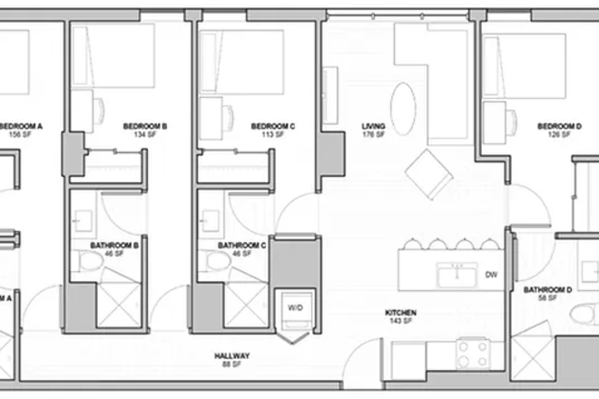 Floor plan - Rise On Chauncey (apartment next to campus)