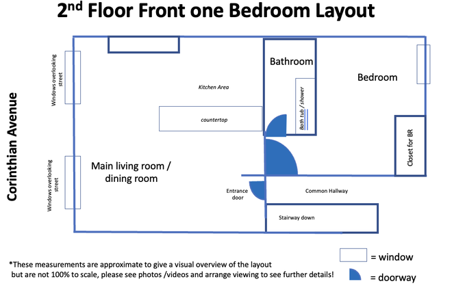Floorplan - Beautiful 1 bedroom with lots of light in art museum area Apartments