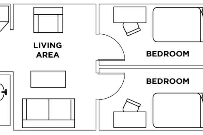 Unit floor plan. - Seeking Male Roommate - Downtown Toronto Summer Sublet