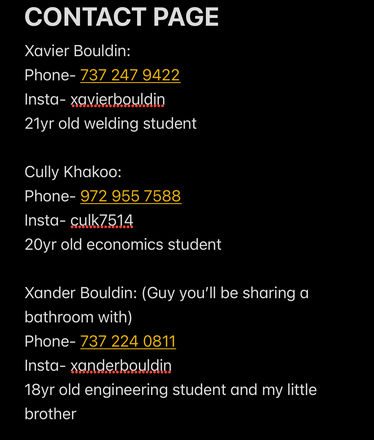 Feel free to reach out to me (Xavier) or any of the other guys - 4 Bed/3 Bath, 2 Story Town house w/ covered parking close to campus