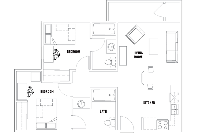 Floor plan of entire apartment - VDCN 2 Bed 2 Bath Premium ( Summer Sublet )