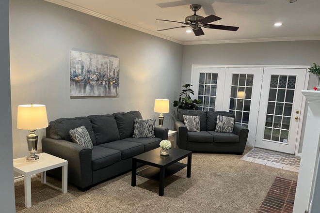 Living Room: sofas,tables,lamps,decor - Furnished Women's Townhouse, Quiet Park Setting, 3BR/2.5BA - Availability June 2026