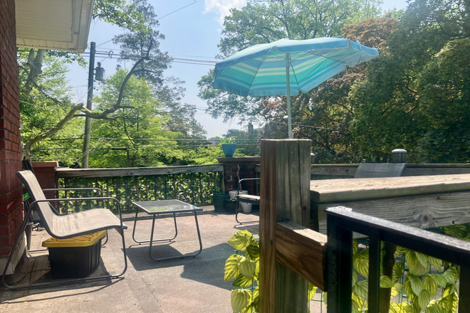 Private Patio deck with it's own stairs entrance - Bright peaceful one bedroom in verdant Mount Washington, walking distant to historic Preakness track Townhome