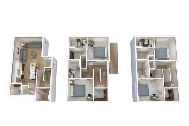 This is a 4-bedroom, 4.5-bathroom unit that comes fully equipped with a washer, dryer, dishwasher, balcony, and all the other utilities . - College Town Apartments
