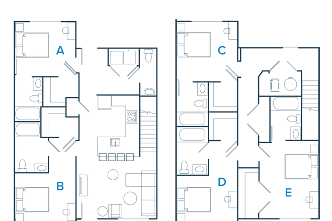 Floor Plan (Unit D) - Unit in 5 bed x 5.5 bath in Aspen Heights University City Townhome