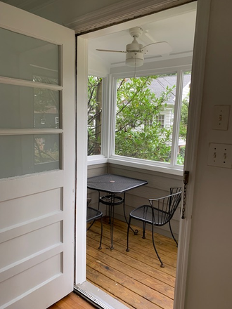 Screen Porch and Front door - Private Quiet Carriage House 3 blocks from Emory University