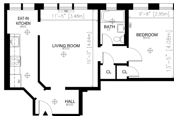 Floor Plan - Harvard Housing, Haskins Hall, First Floor, 1-Bed, 10 min walk to Harvard Yard
