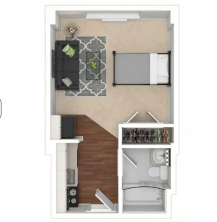 Floorplan - Fully Furnished Studio near Campus - Yugo Greenville Campus Towers - Available ASAP