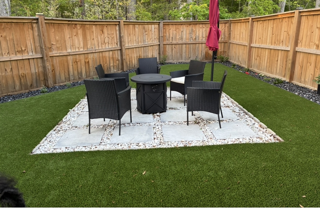 Private, tranquil backyard with gas fireplace. - Furnished private room, shared bathroom, common area & kitchen. Townhome