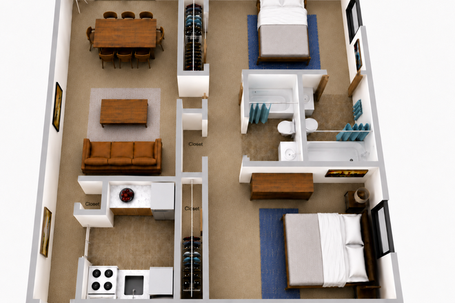 APT - $1,350 | Spacious Bedroom with Private Bathroom | 2BR/2BA Apartments