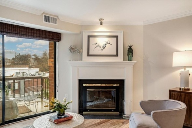Living Room/ Fire Place - Spacious 1 BR / 1 BA w/ Balcony & In-Unit Laundry on Wisconsin Ave/Glover Park Condo