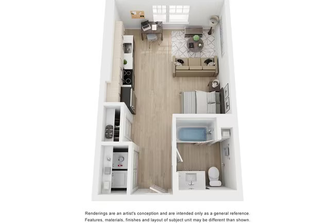 Studio Floorplan - Studio at Fieldstone - Slate Undergraduate (August 1, 2025 - July 31, 2026)