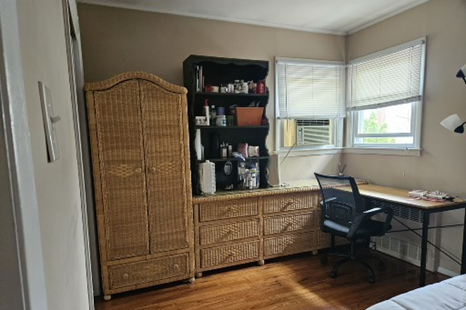 This is the armoire, dresser, and bookshelf that will furnish the room. - Furnished Room for Rent
