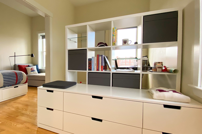 Bedroom furnishing detail - FURNISHED BEDROOM WITH PRIVATE BATHROOM AT HARVARD YARD | NO BROKER FEE Apartments