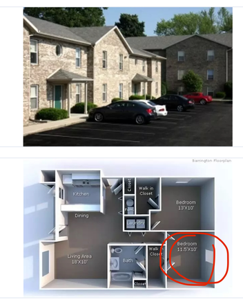 The room circled in red would be yours! - Barrington West Apartments