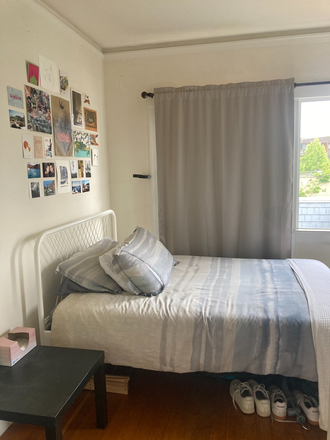 Bedroom (current roommate's set up, will be unfurnished) - Aug 1 (or earlier): light filled room in 2bed/1 bath ; < 1 block from Safeway Apartments