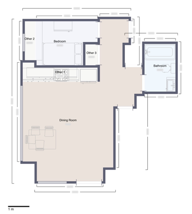 Approximate Floorplan - 25 Carlton - Furnished 1 Bedroom in 2 Bed 1 Bath w/ Male Roommate