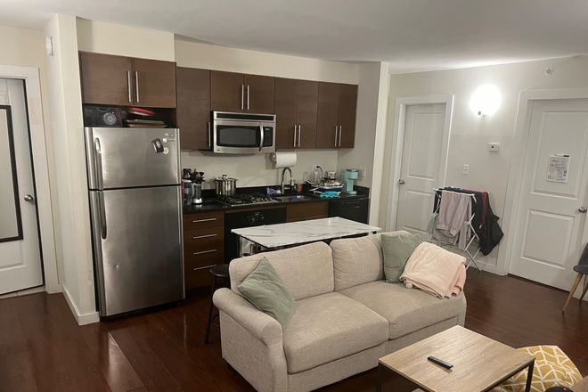 Living room/kitchen - May 1 - Aug 31 sublet: 4 bed/2 bath, AC, in-unit laundry, close to NEU