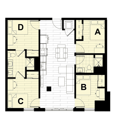 floor plan - Hub On Campus Apartments