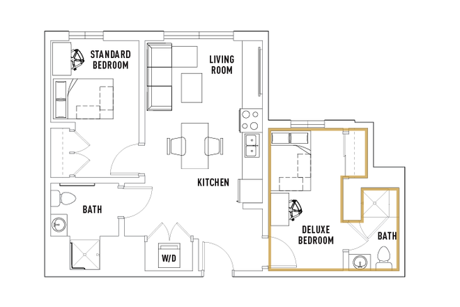 Deluxe Bedroom with Private Bath - Campus Edge Apartments