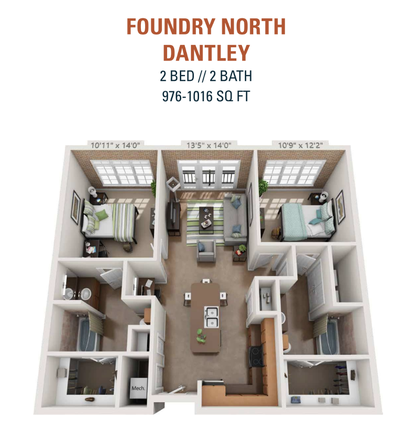 Floorplan (larger room is the room looking to fill) - Private Room Foundry Dantley Double