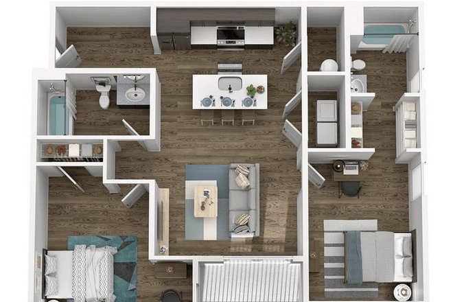2x2 floorplan - Semi-Furnished Grad Apartment | Wabash Lofts | August 2026 - July 2027