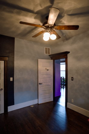 bedroom with cieling lamp - One private bedroom + shared common space in Highland Duplex