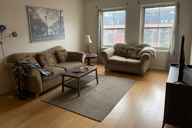 Living room - 2 Bed / 2 Bath Waterfront Condo in Historic Fells Point – Garage Parking Included
