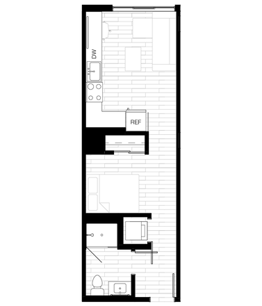 Studio B floor plan - Oliv Studio B Apartment - PRICE NEGOTIABLE, next-door to campus