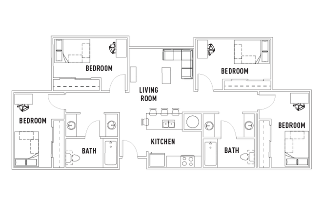 floorplan, bedroom is the very left room - Subleasing a shared apartment for the summer 2025 for 1 undergrad girl