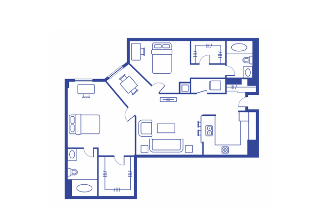 Apartment layout, bedroom for rent is on the left. - University View
