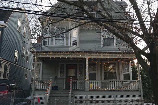 Outside, front view of house winter - Single Family House close to T and Campus