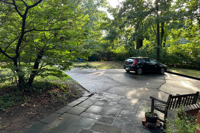 Common: Front yard with off-street parking within fence - Private Bedroom in 3-Unit Single Family Home - 10/15-Minute Walk to Bethesda & Metro - Clean & Quiet